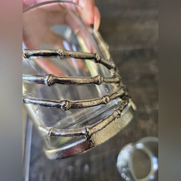 Skeleton Hand Double Old Fashioned Glass Cup Halloween Spooky 4'H Set Of 2 - Picture 8 of 9